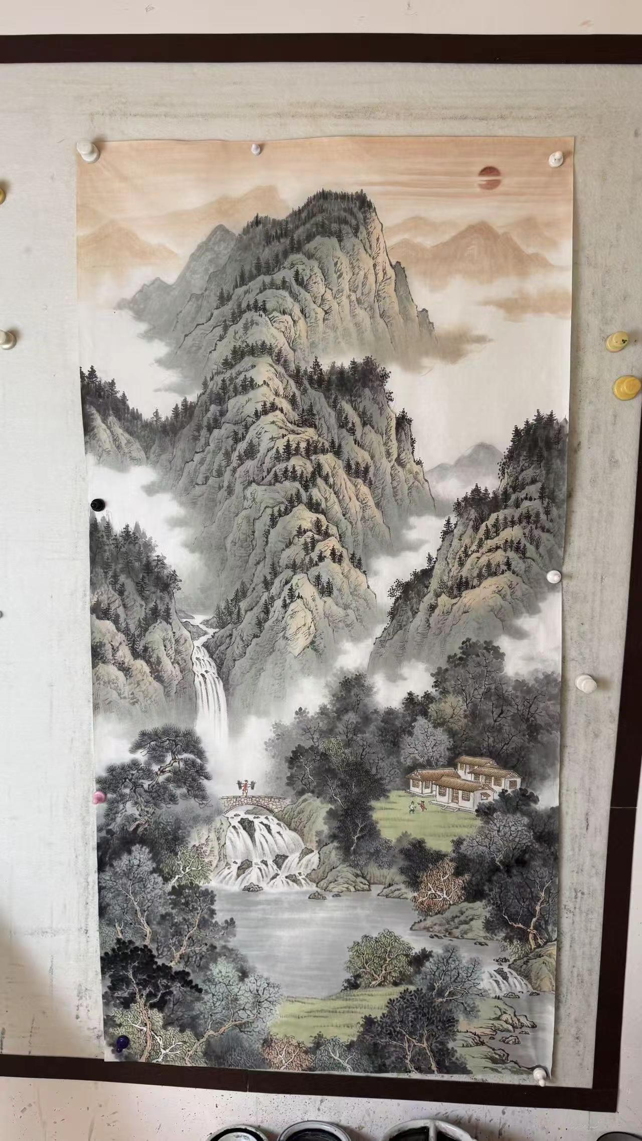 客户订制完成。四尺山水创作者中心 创作灵感 意境山水画 水墨山水意境