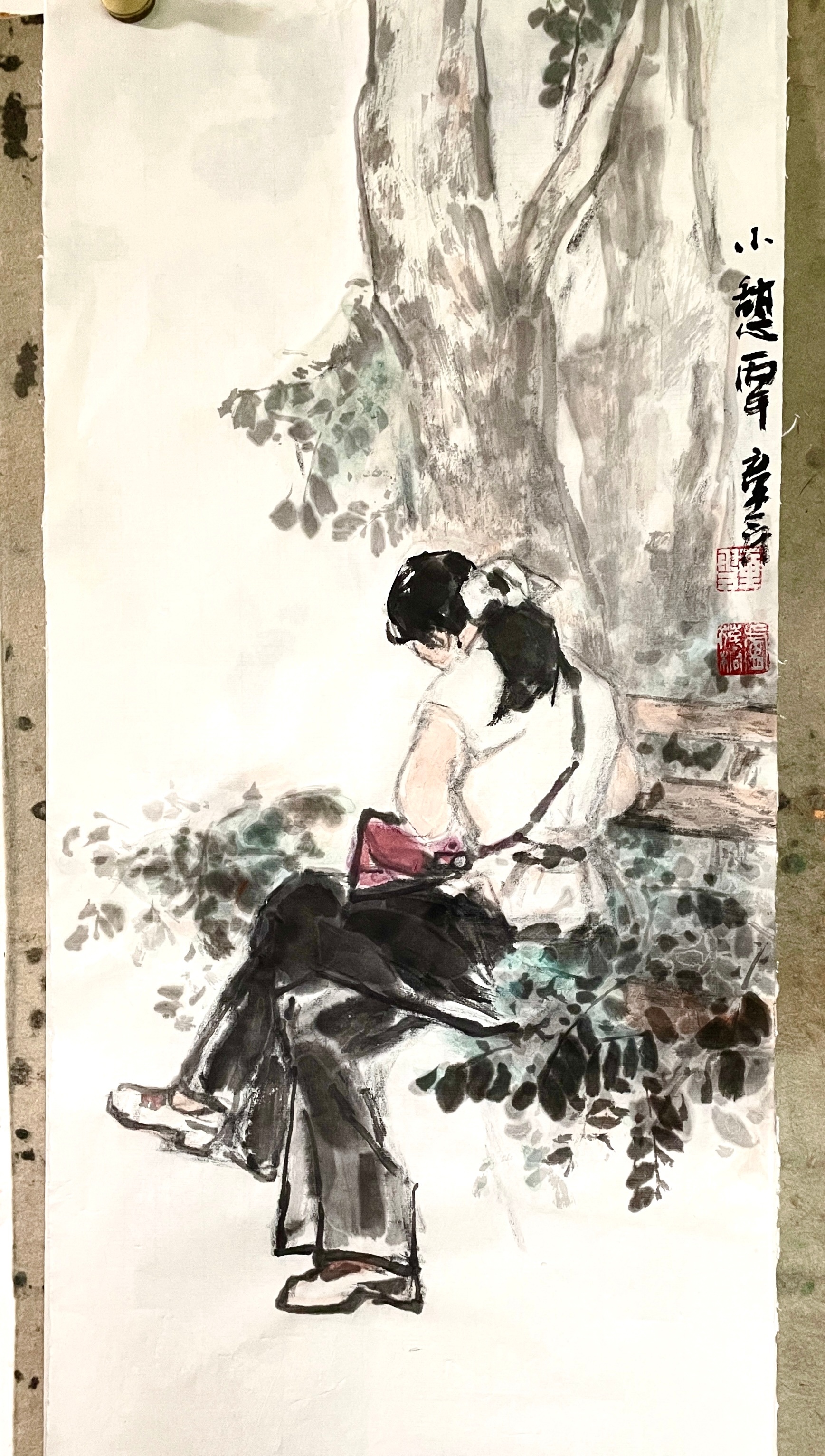 卢氏水墨[超话]  小愁（又一稿）空间自与黑旧构想 ​​​