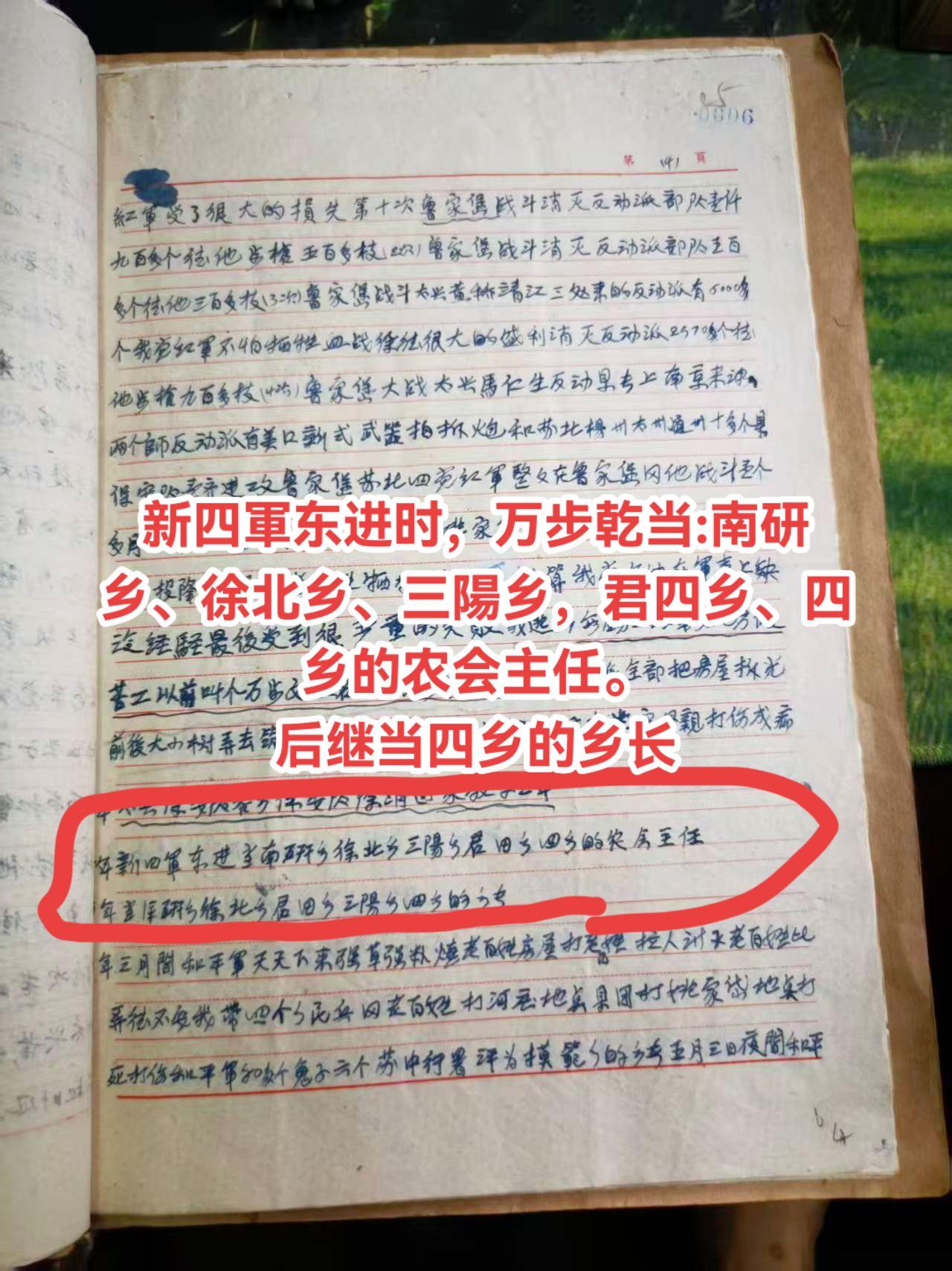 新四軍东进时，万步乾当:南研乡、徐北乡、三陽乡，君四乡、四乡的农会主任。
后继当