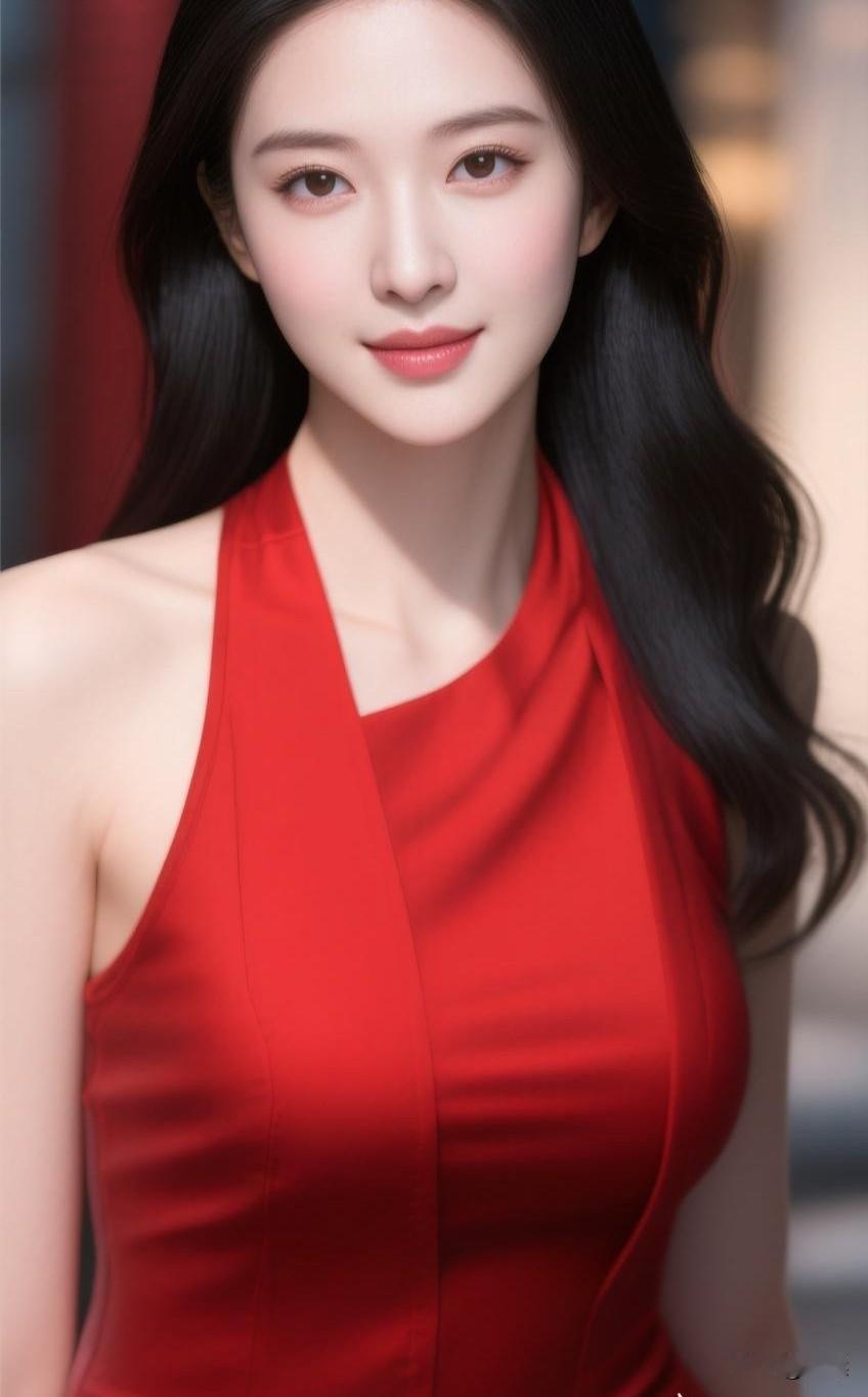 红衣少女，优雅动人，气质非凡！