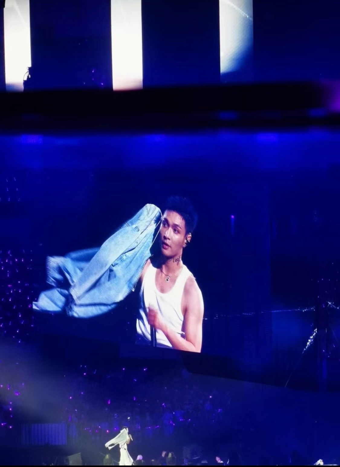 #张艺兴蓝色碎盖短发#张艺兴西安演唱会的粉丝们嘴挺严啊，这么野味的造型都不拿着喇