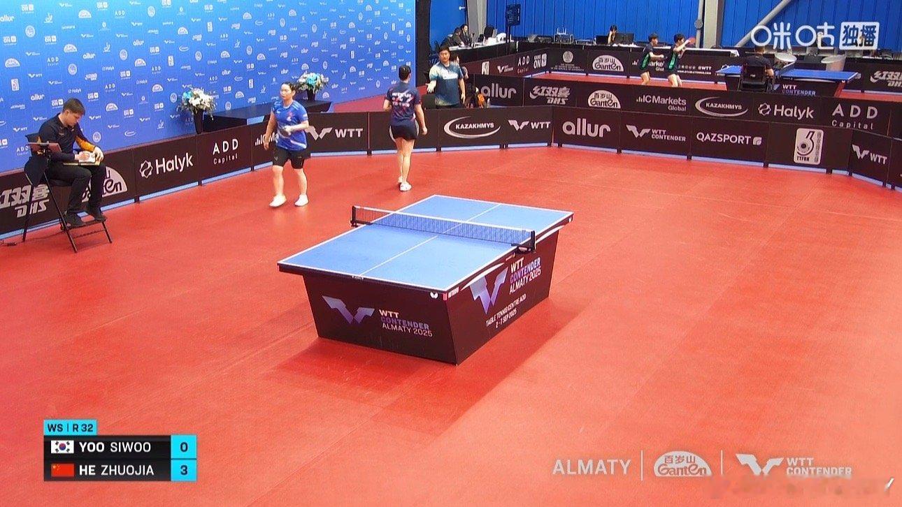 2025wtt阿拉木图挑战赛女子单打32-16何卓佳3-0柳是宇（11-5 11