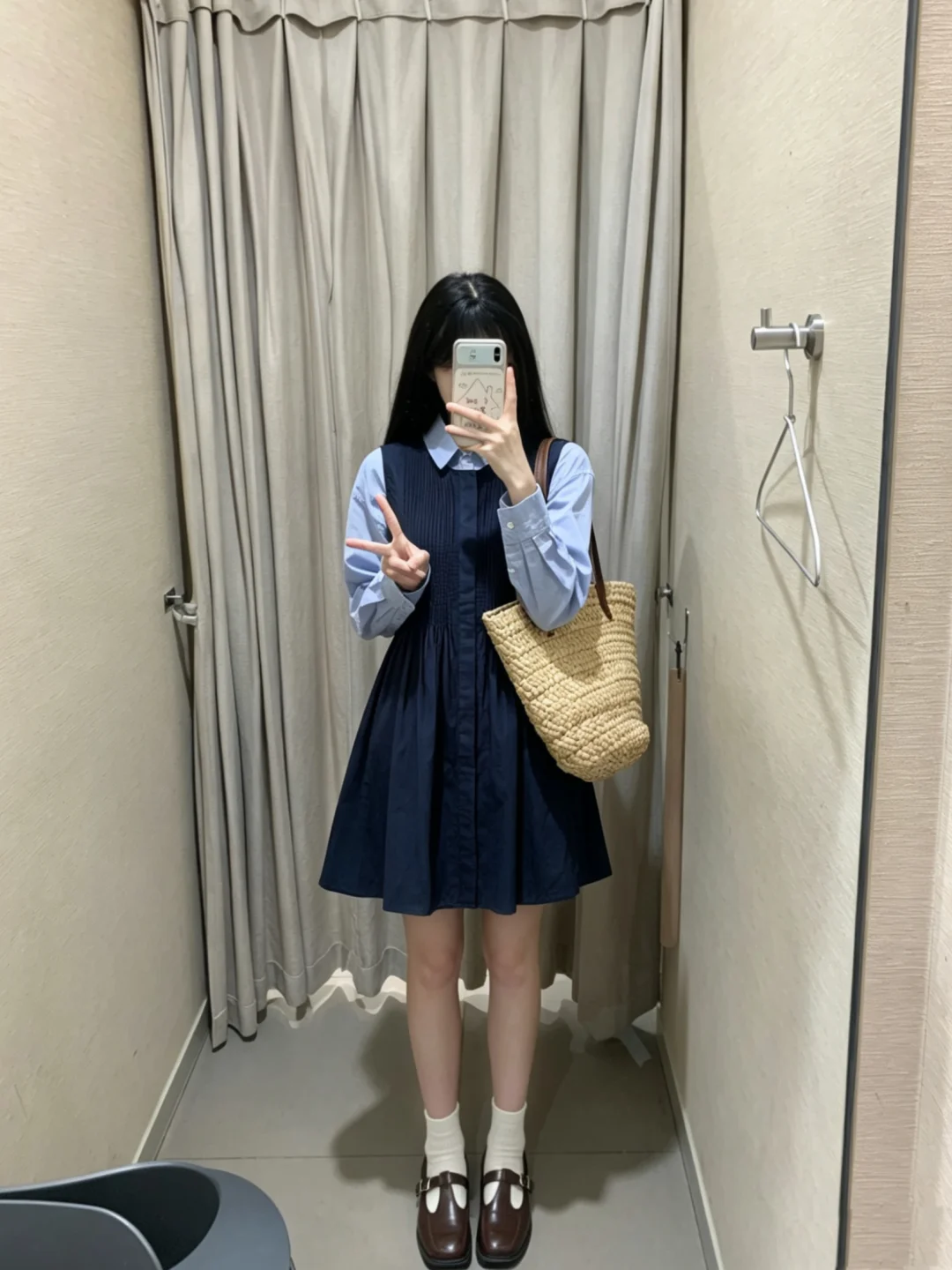 Muji第一件早秋小衫+风琴裙🥹这套好韩好乖好校园娇憨感~