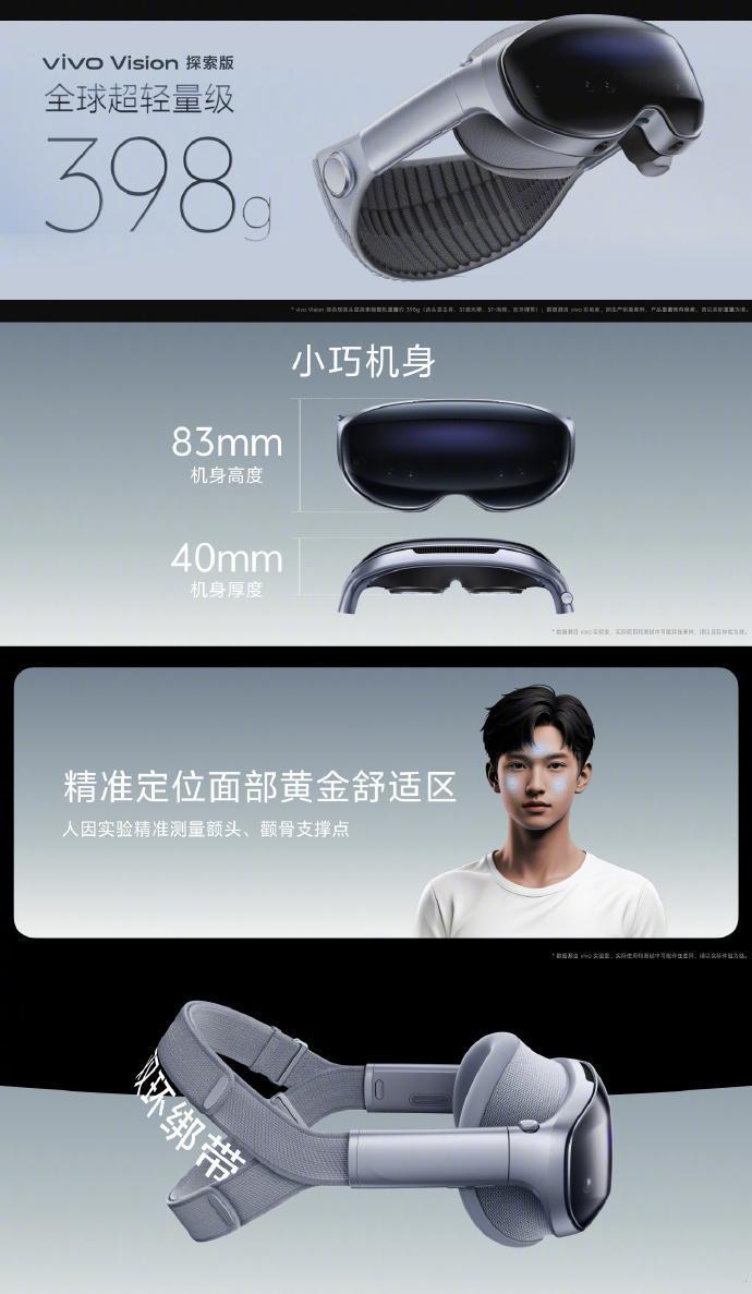 vivo的Vision探索版眼镜，重量398g，厚度40mm，这个在当下确实算是