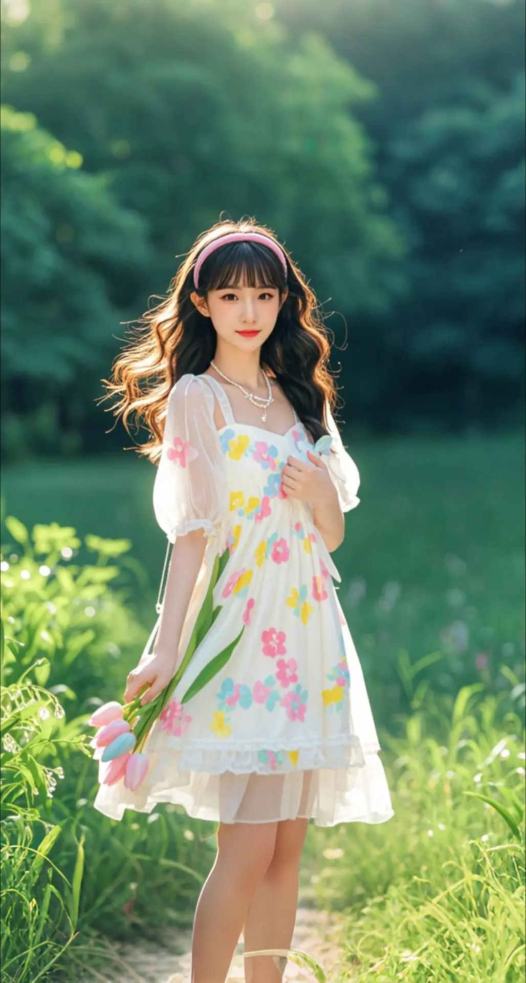 AI扩图 AI元气花漾少女