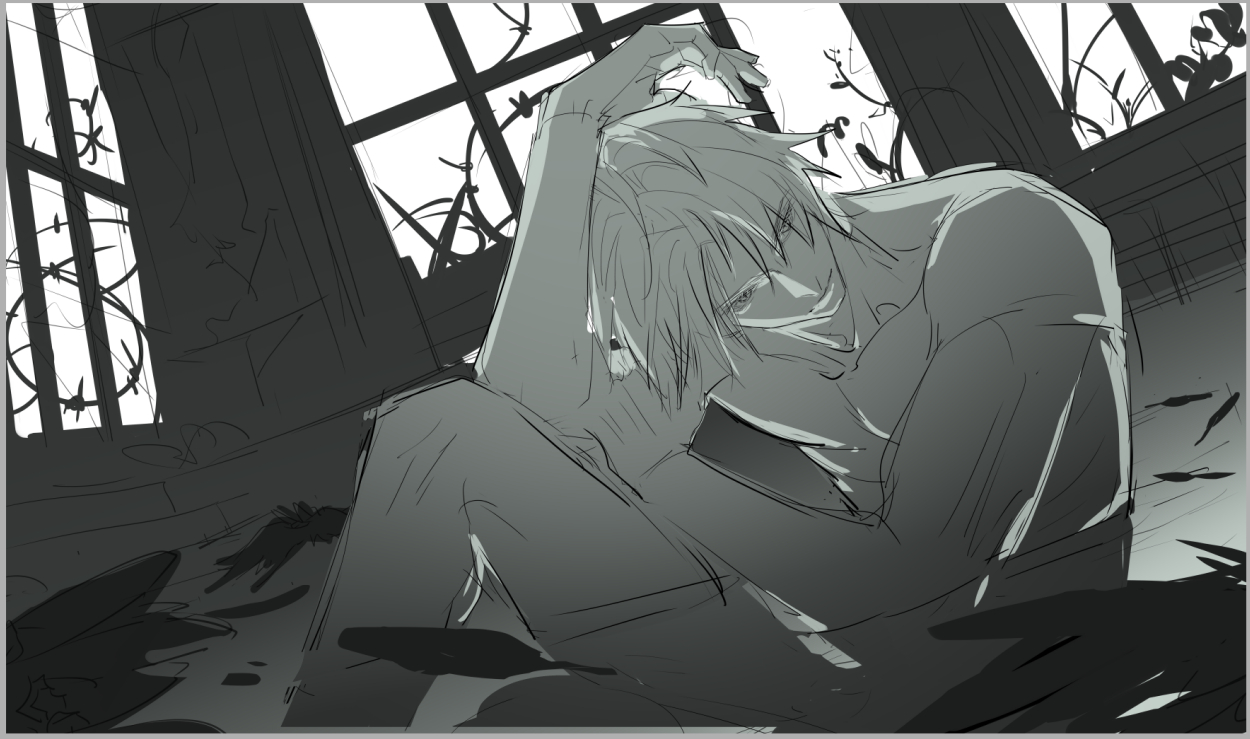 小萨的新草图！是一套图，但小云那张在旧电脑。萨菲罗斯x克劳德