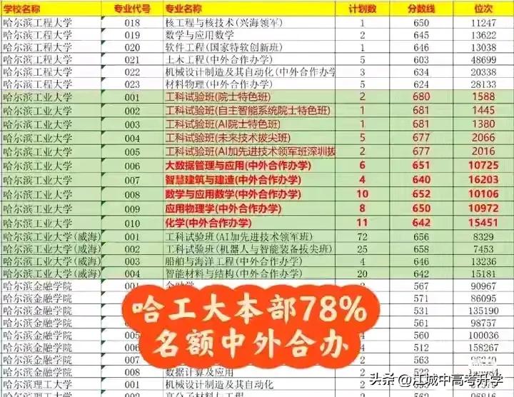 如今哈工大本部78%的名额都是中外合作，
高校开设的中外合作专业已经越来越多，