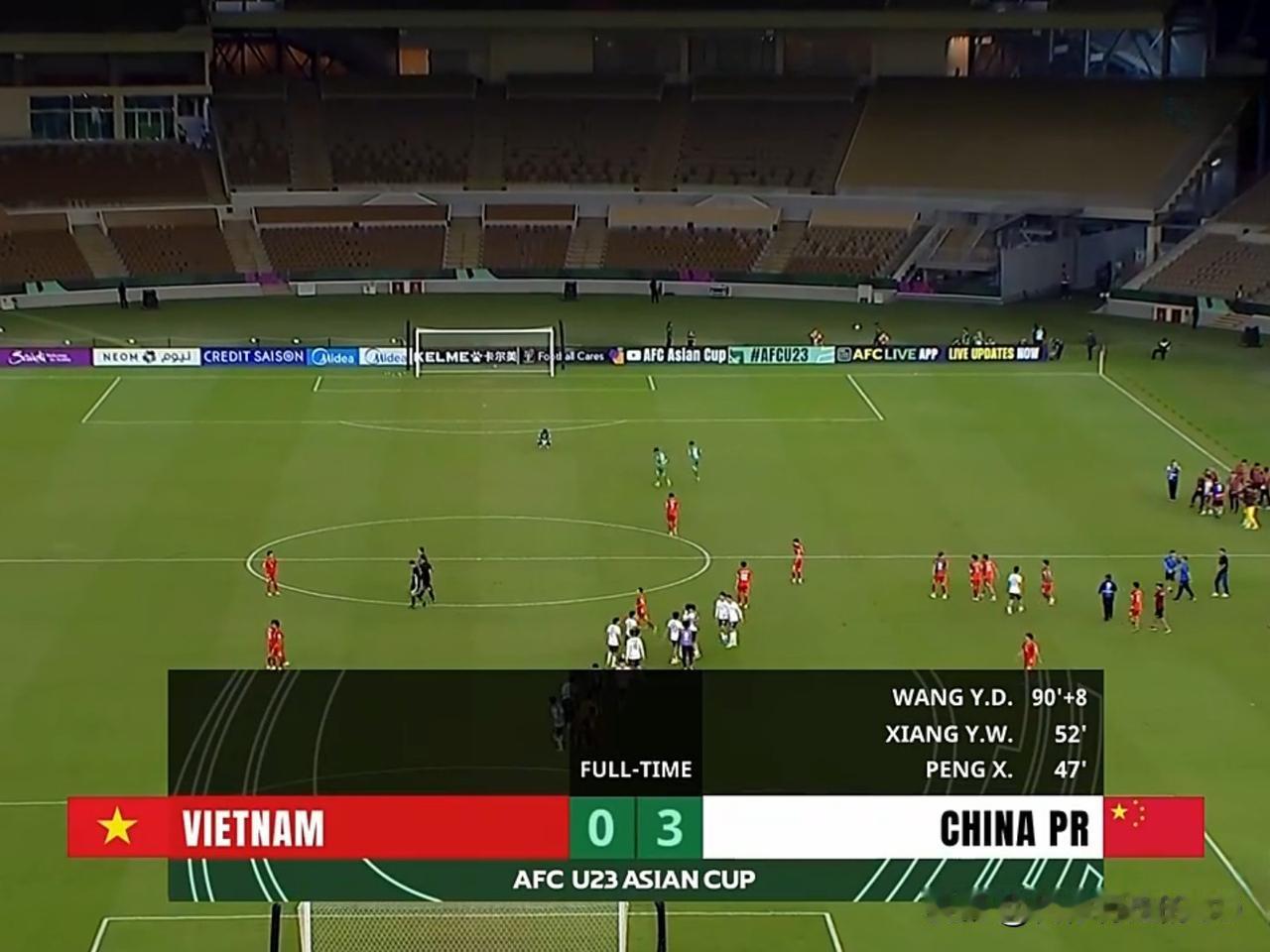 U23半决赛，中国3:0越南。
想不到...踢得这么富裕！
我们不苟了！我们要冠