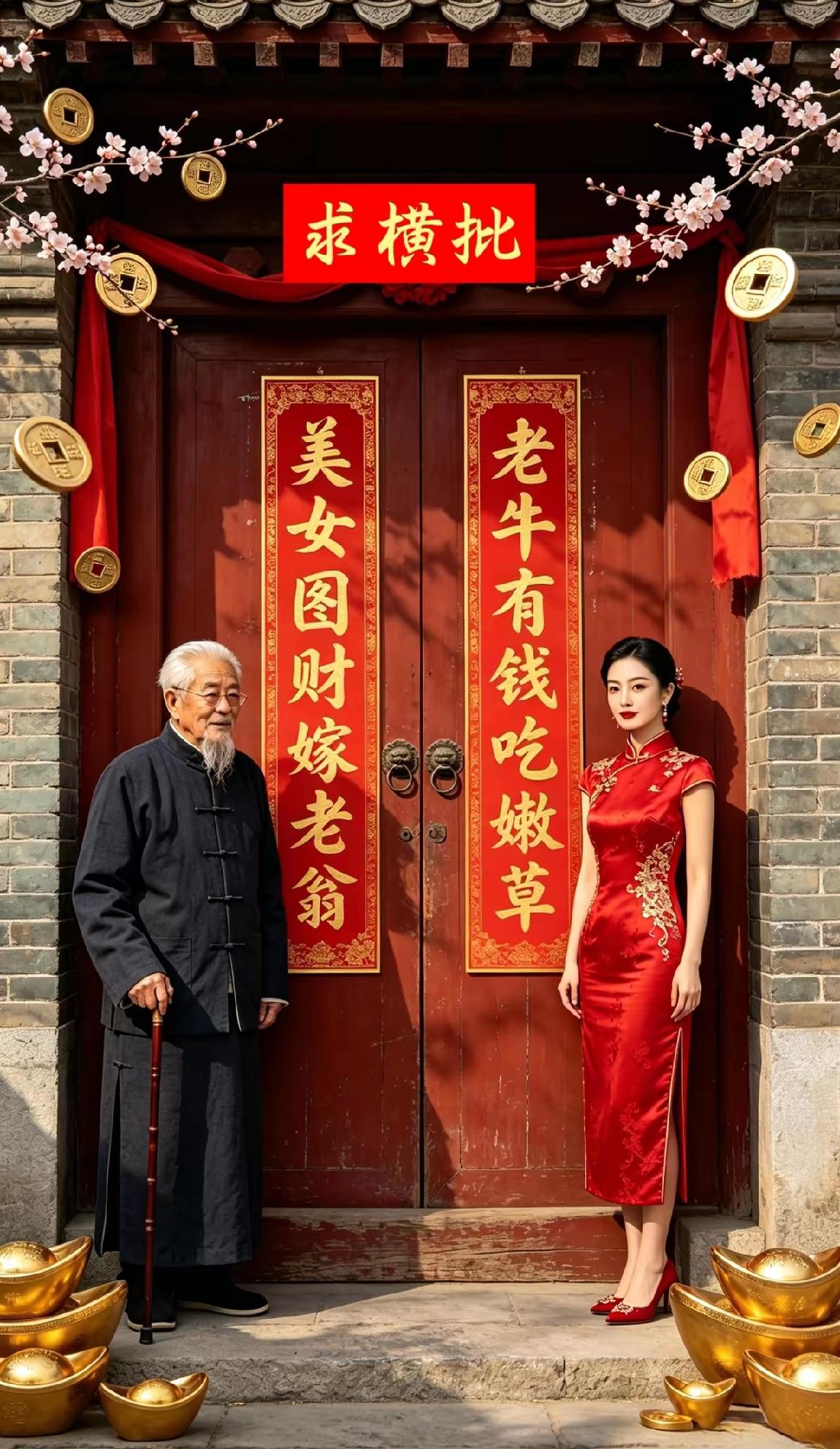 以前美女爱帅哥，如今美女爱老翁。
求大神赐个精彩绝妙横批！
对联交友 以对联交友