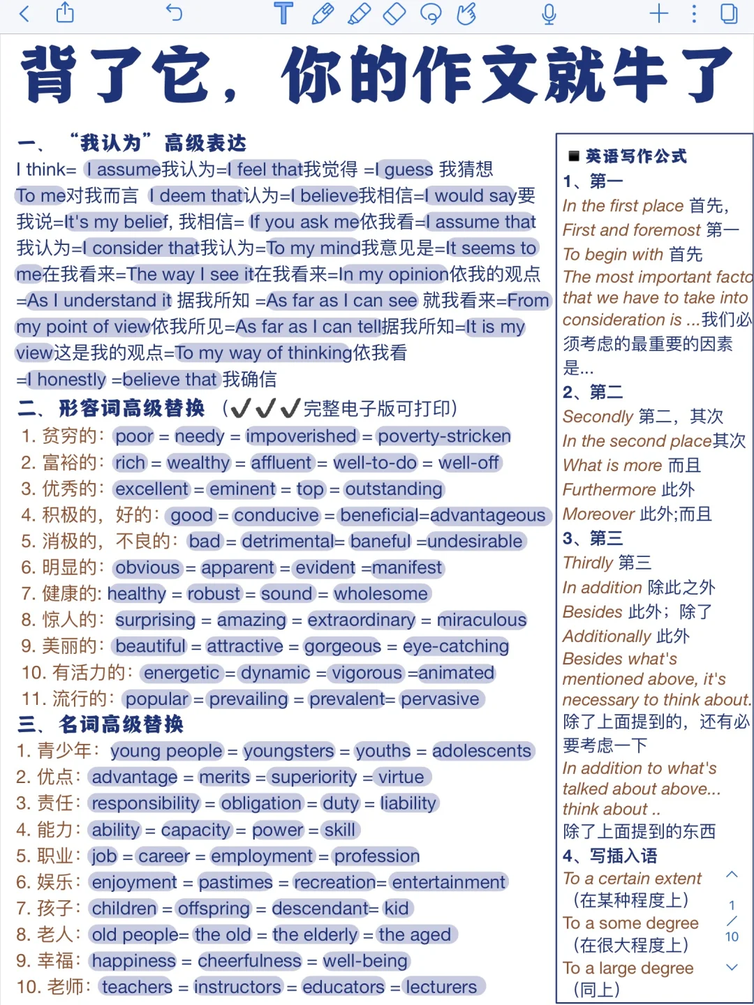拒绝词穷‼️英语作文高分素材汇总！秒变高级
