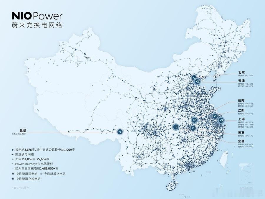 蔚来能源2025年概况:全年换电超 3470 万次，预估2TWh左右的电量，全年