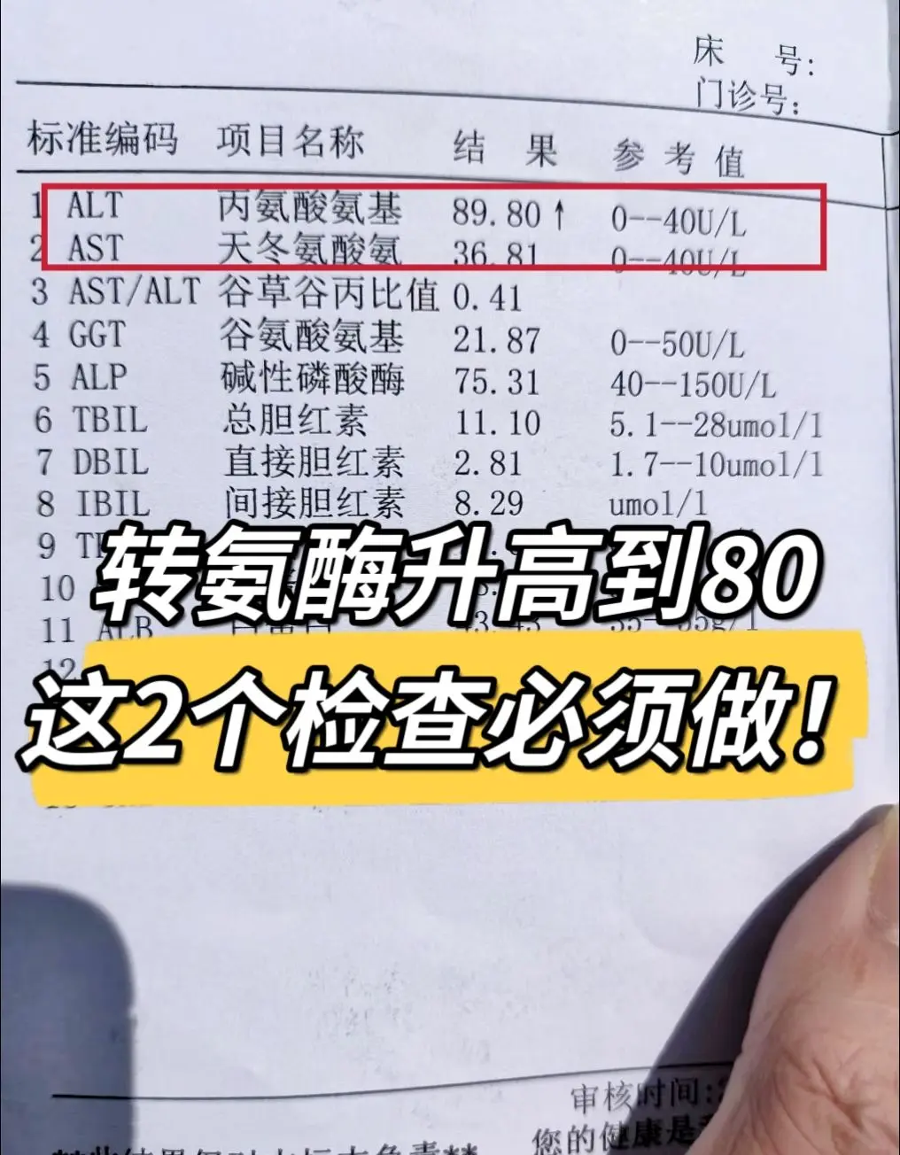 发现转氨酶升高到80，注意这两个检查！在体检中，不少人会发现自己的化验...