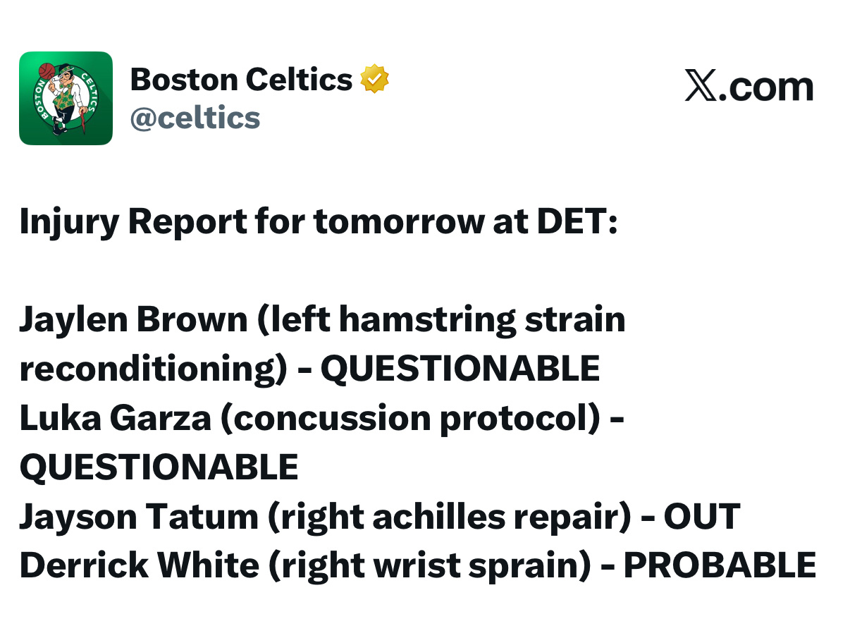 凯尔特人国度 昨天一通折腾，今天JB & D-White也进伤病观察名单了 ……