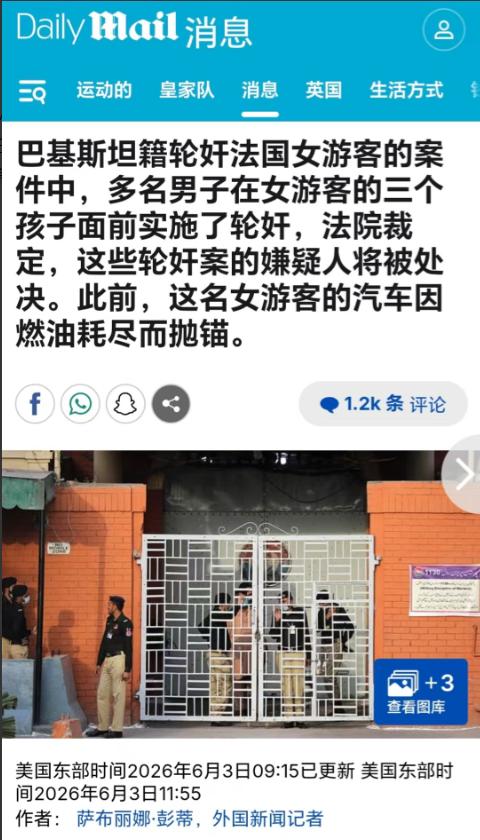 天理难容！法国单亲妈妈巴基斯坦遇袭，当着3名幼童被施暴，凶手终判死刑。一名40岁