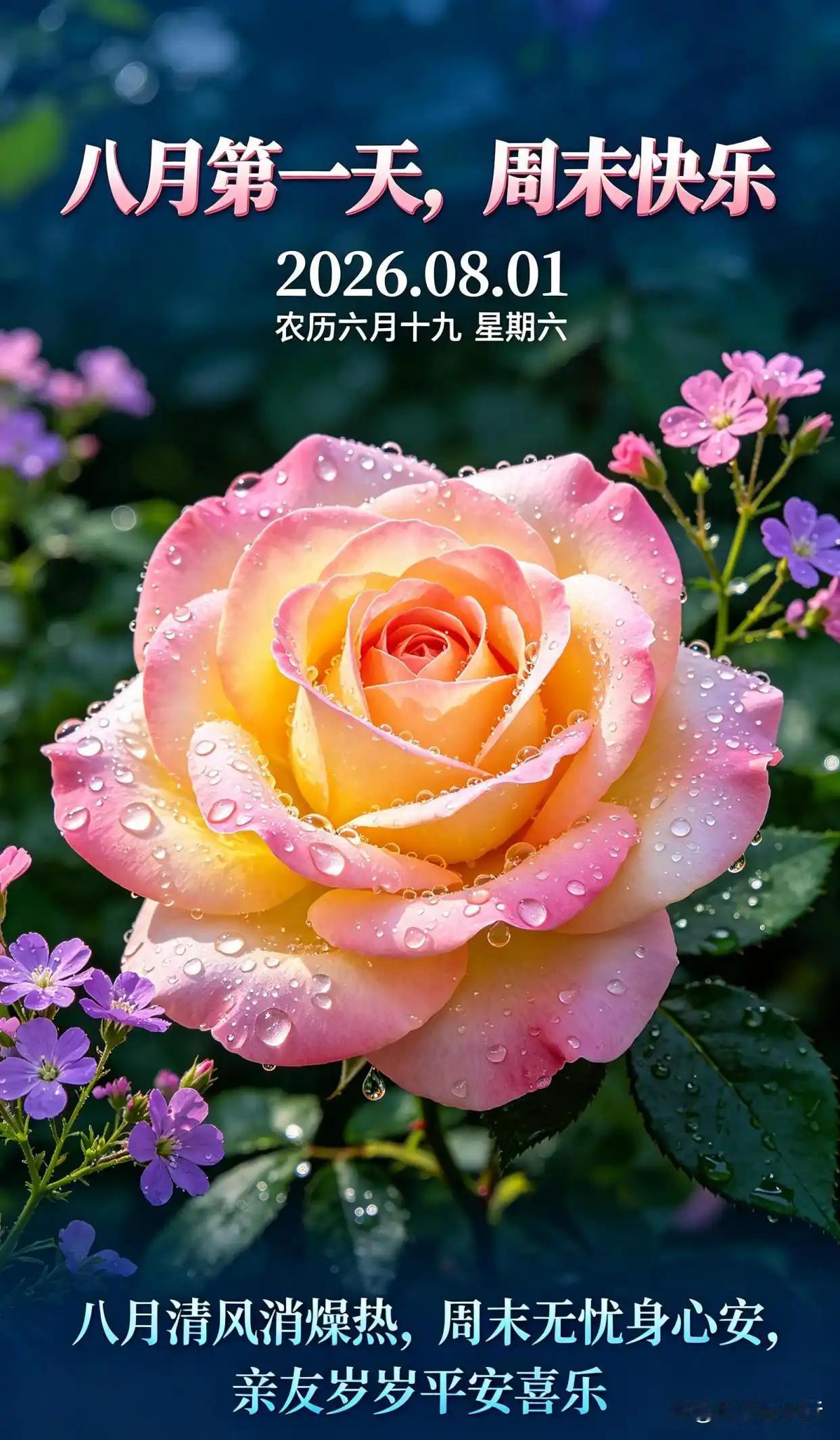 今天是8月的第一天，星期六，早安！   八一建军节夏尽挥别七月暑，秋来启序八月安