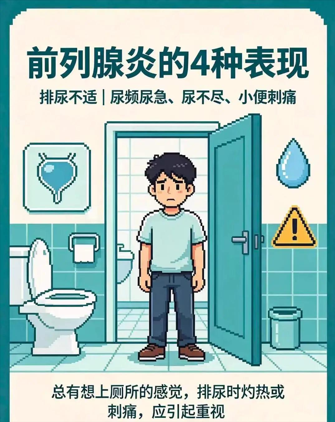 前列腺炎不止排尿异常，这 4 类表现别忽视