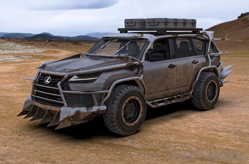 末日战车风格改装的雷克萨斯LX（后两张是原车），你觉得这套创意如何？#雷克萨斯#
