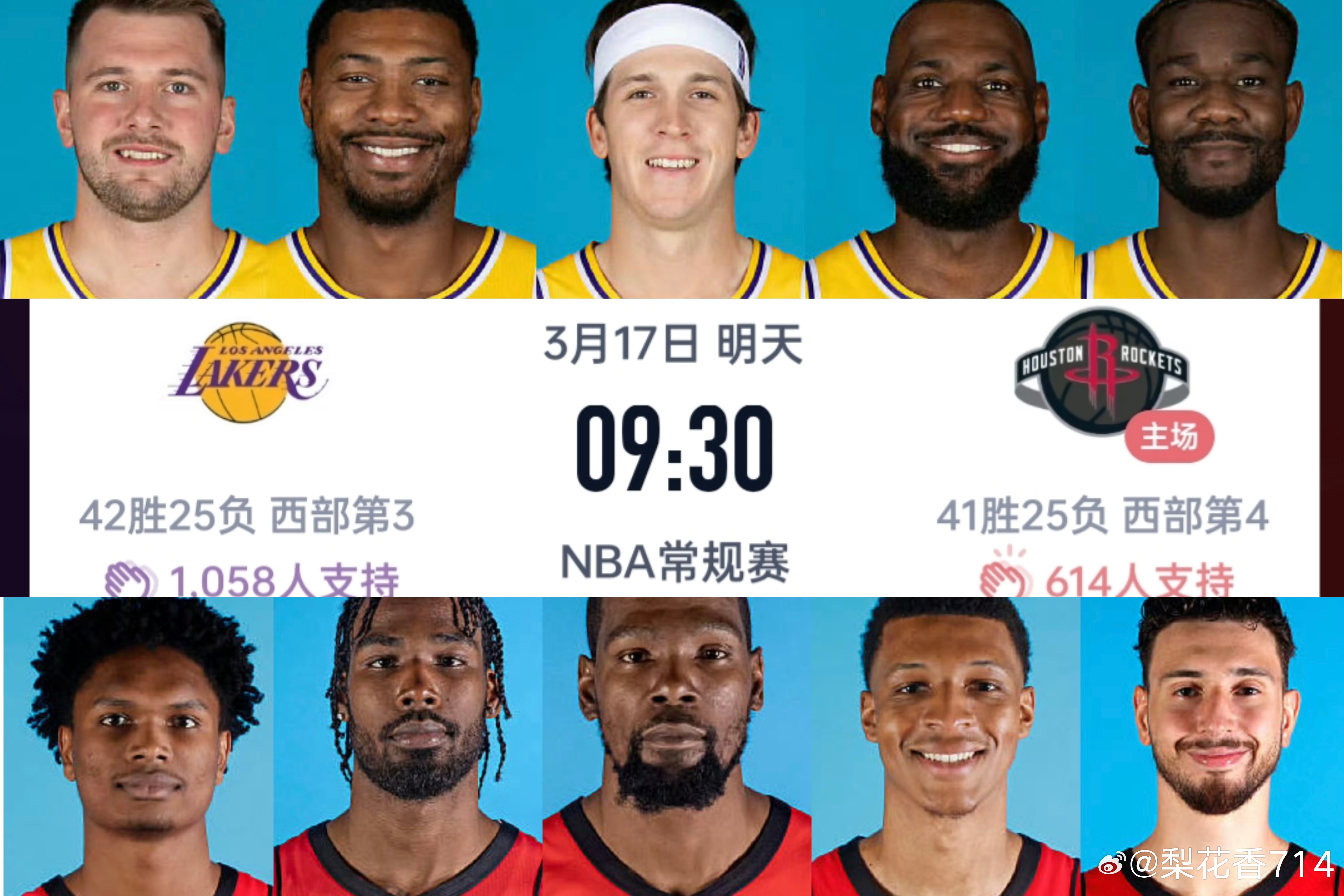 湖人火箭明日比赛预告！ESPN这次给到湖人胜率仅有45.2%！而火箭胜率高达54