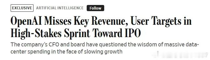 利空突袭 美股AI股全线大跌!OpenAl警告：如果公司收入增长不够迅速 可能无