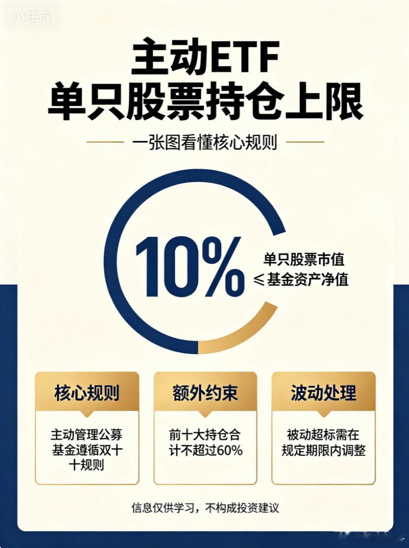 主动ETF核心要点~✅核心上限主动 ETF 属于主动管理公募基金，遵循公募双十规