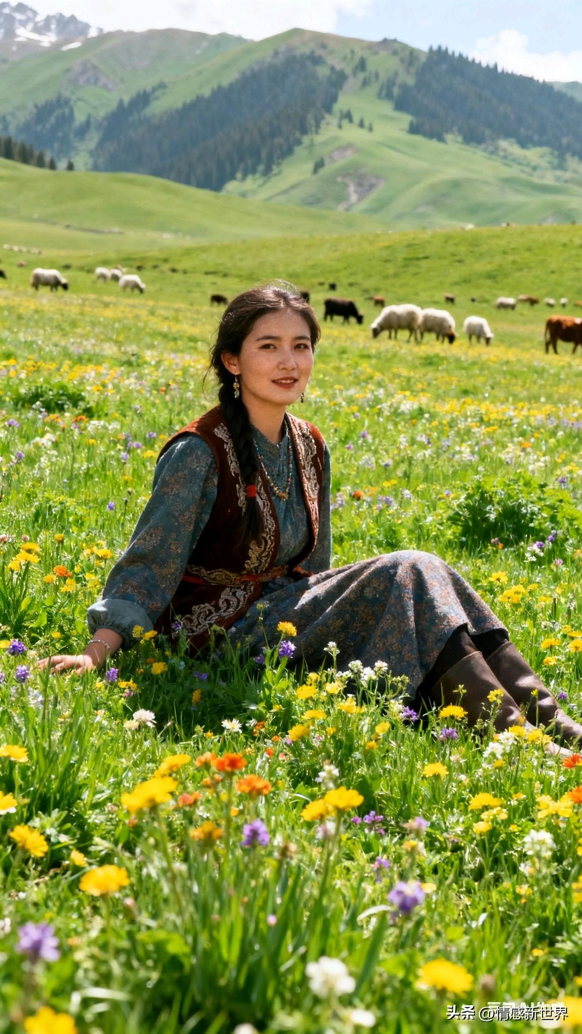 在花海中，遇见最美的自己🌸🌿春天的美丽花海 我拍的浪漫花海