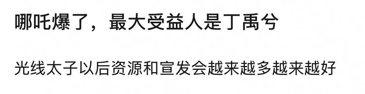 有网友问哪吒爆了，最大受益人是丁禹兮吗？ 