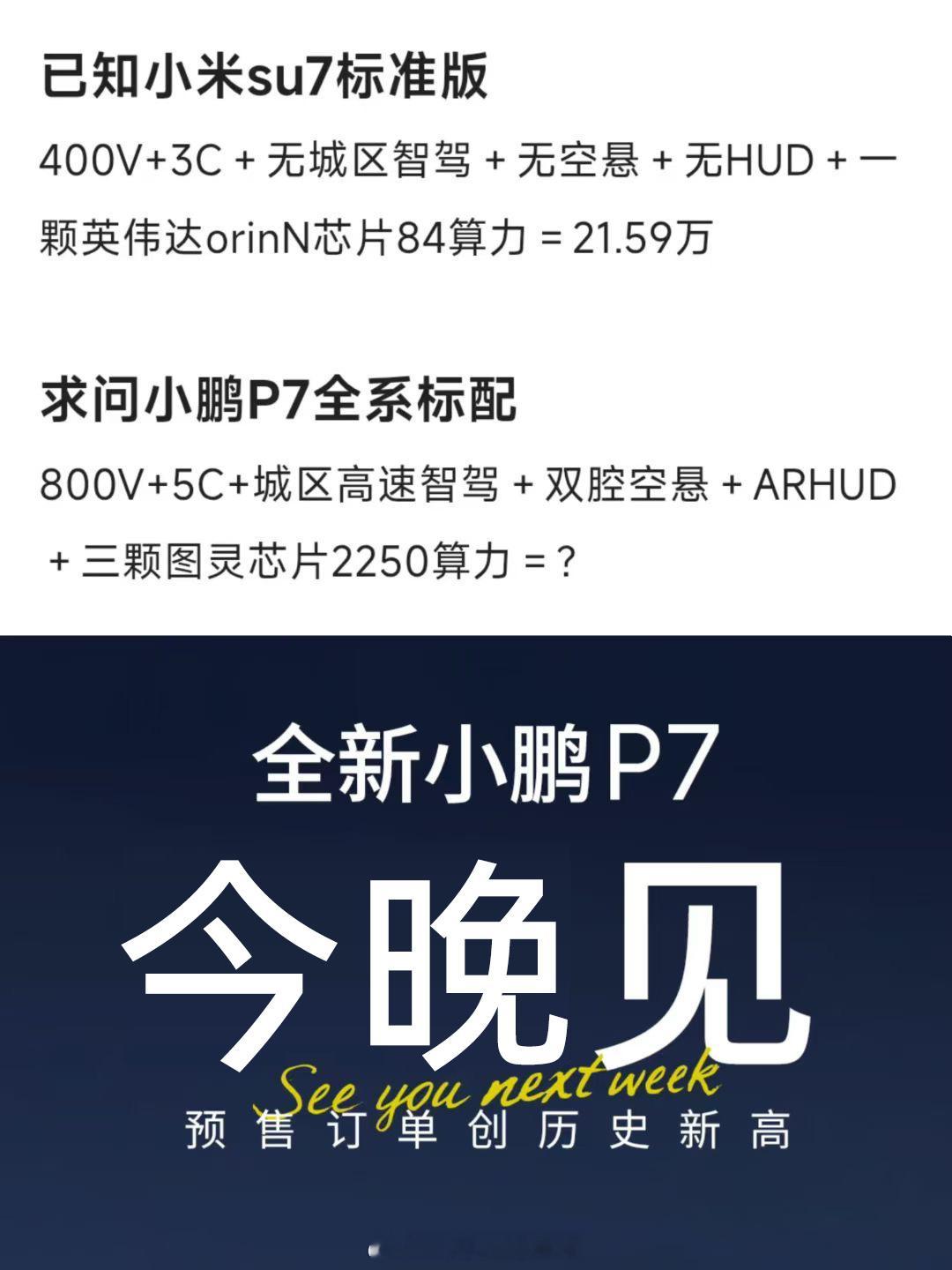 已知小米su7标准版400V+3C+无城区智驾+无空悬+无HUD+一颗英伟达or