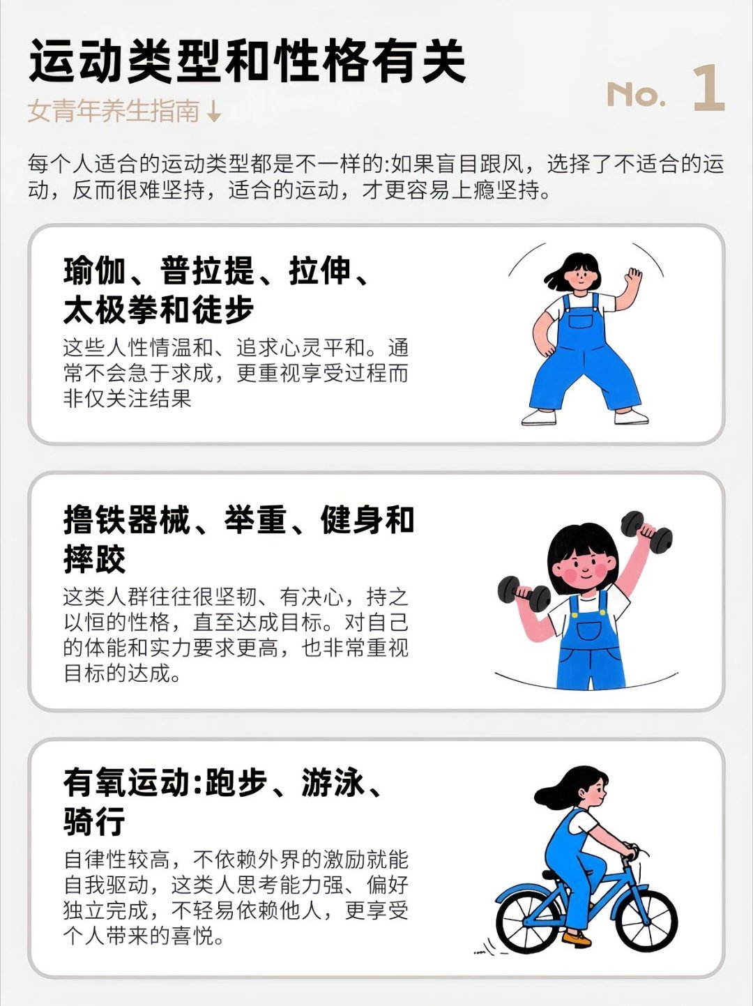 原来每个人都有最适合自己的运动你喜欢的运动，体现出你是什么样的性格。每个人的理想