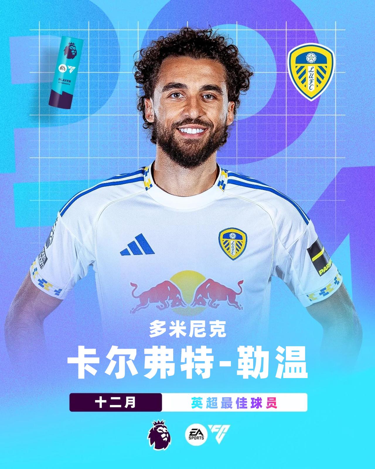 EA SPORTS 英超12月最佳球员：勒温

勒温在12月代表利兹联出场5次，