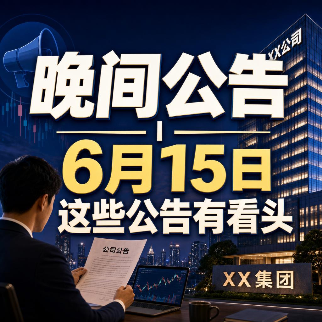 很多人盯着6月15日的晚间公告，第一反应就是炒题材、追热点。
但今晚真正值得研究