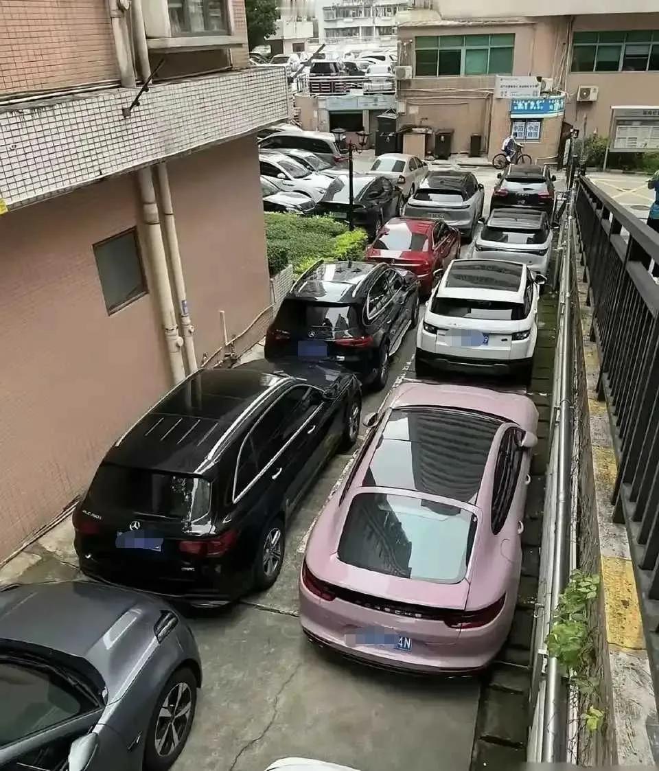 网友：小区这样停车，不会是一年两箱油选手吧？