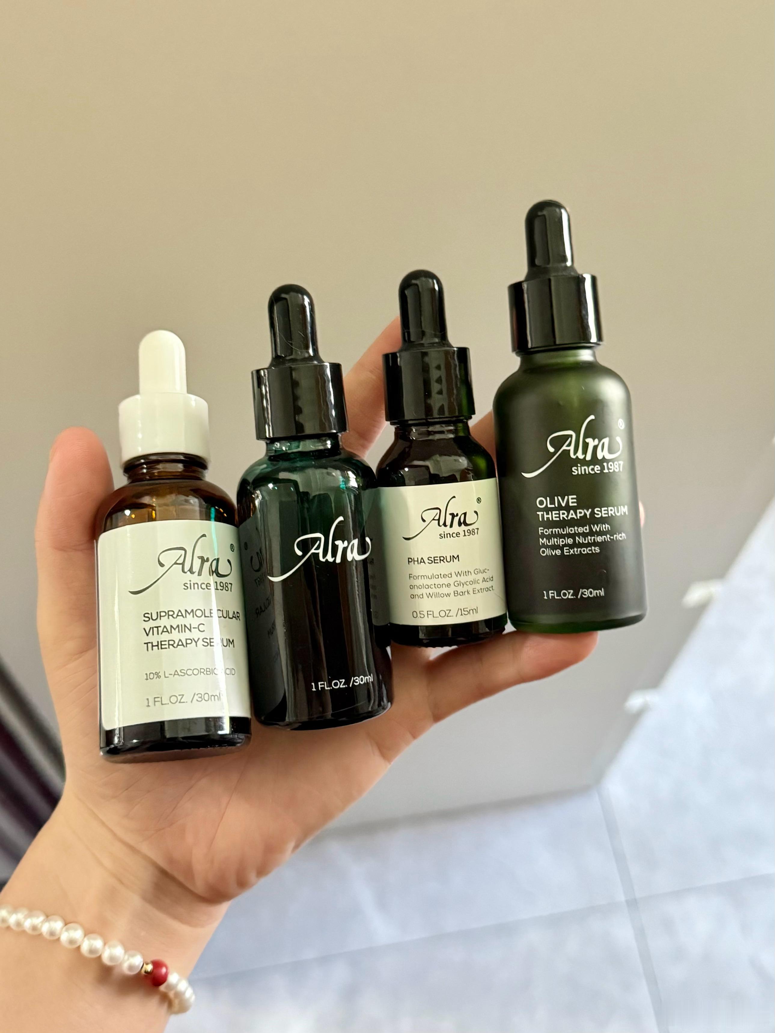 再来说一下alra这几款精华，发现好多姐妹和我种草了不太会用首先vc、油橄榄、传