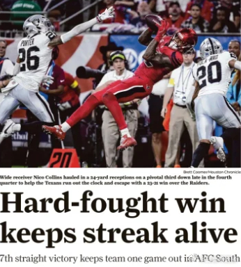 第16周突袭者21：23德州人 