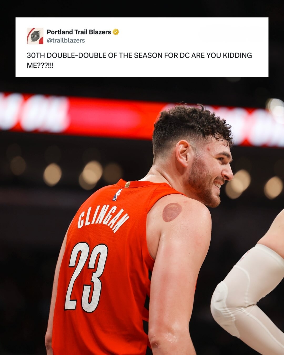 波特兰开拓者 多诺万·克林根：职业生涯新高28分（19投10中，三分球5投3中，