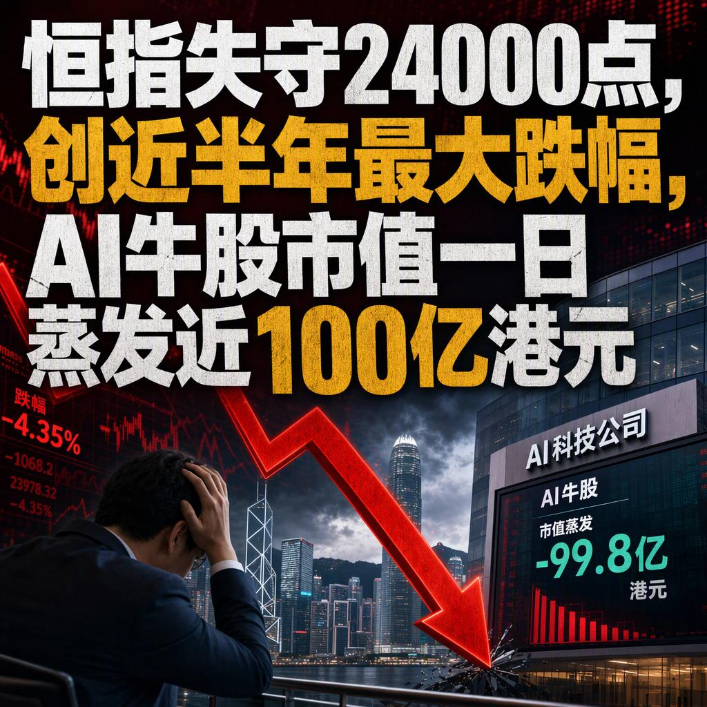 10月2日，港股国庆假期后首个交易日没能开门红。
恒生指数失守24000点，收跌