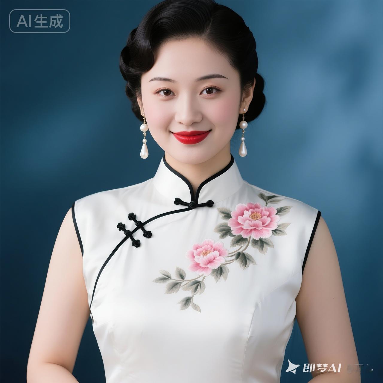 这是一位穿旗袍的漂亮女士。
