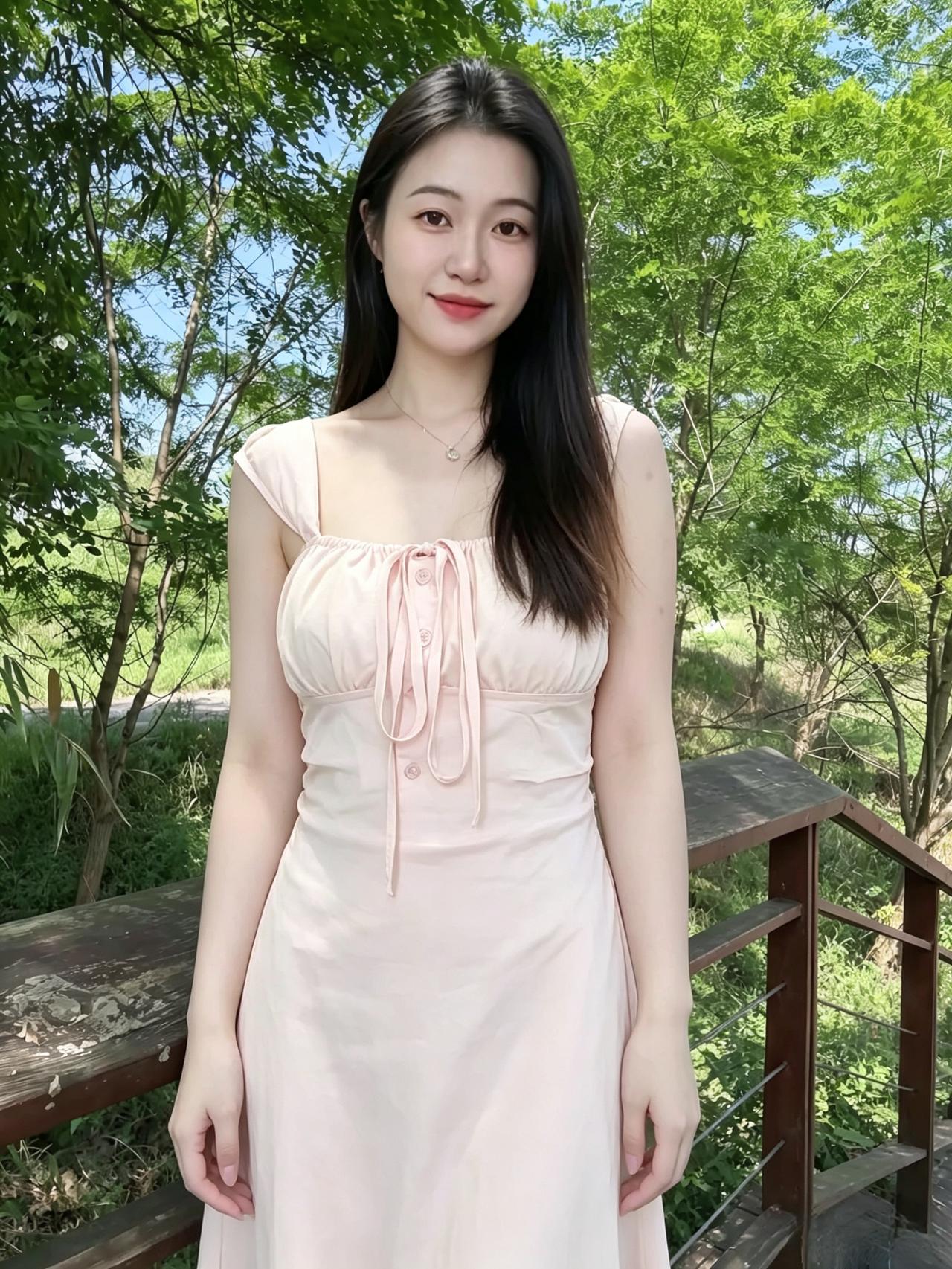 浅淡的上衣，像一片刚晒过阳光的云
轻轻落在你肩头
风穿过林间，带着青草的呼吸
你