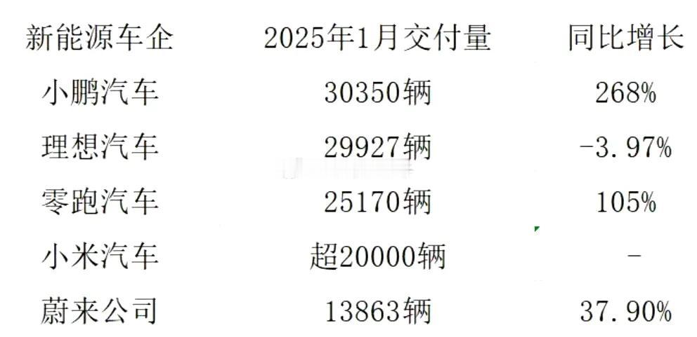 新年第一个月的新势力销量！！！今年哪家新势力会那啥呢？？？