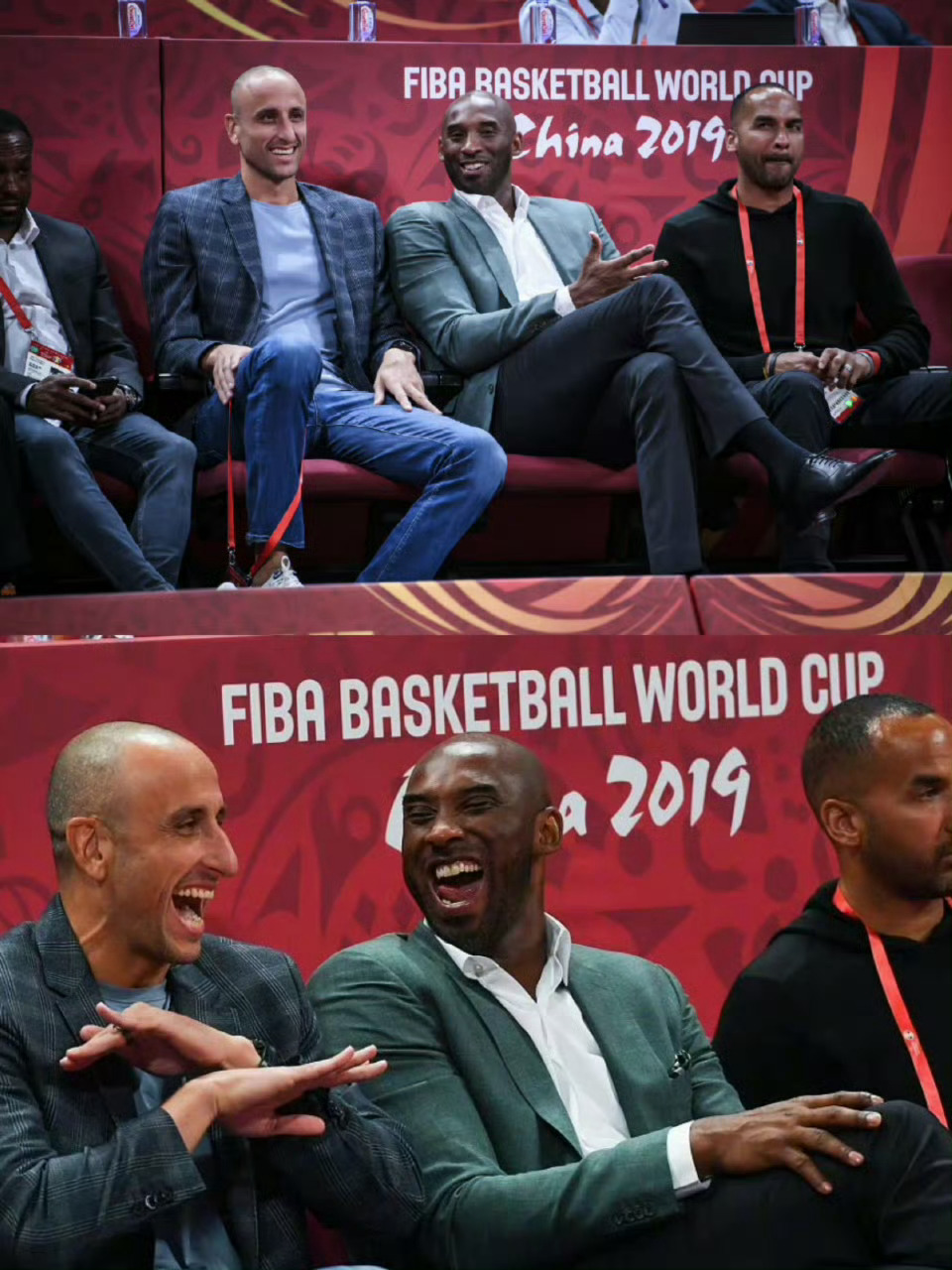四年前的今天，科比和吉诺比利场边一起观看男篮世界杯！ ​​​