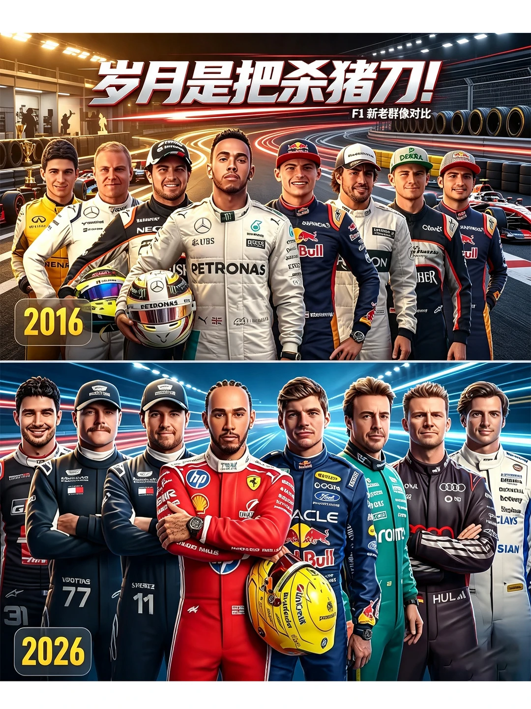 F1十年颜值大变样！C位还是那么几个人！？