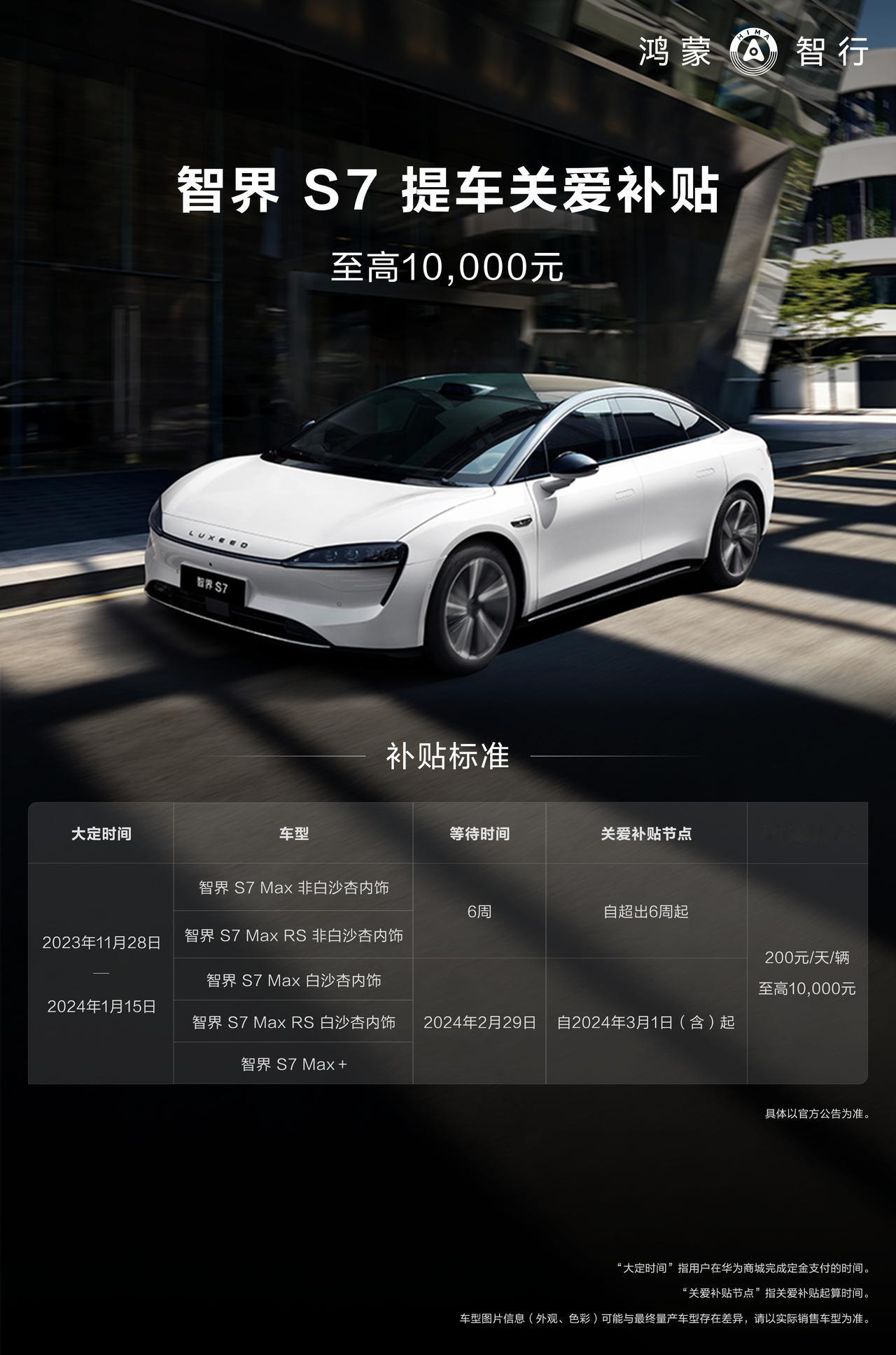 [吃瓜群众] 我的鸿蒙智行智界 S7 还没交付，不过大定 11 月 29 下的，