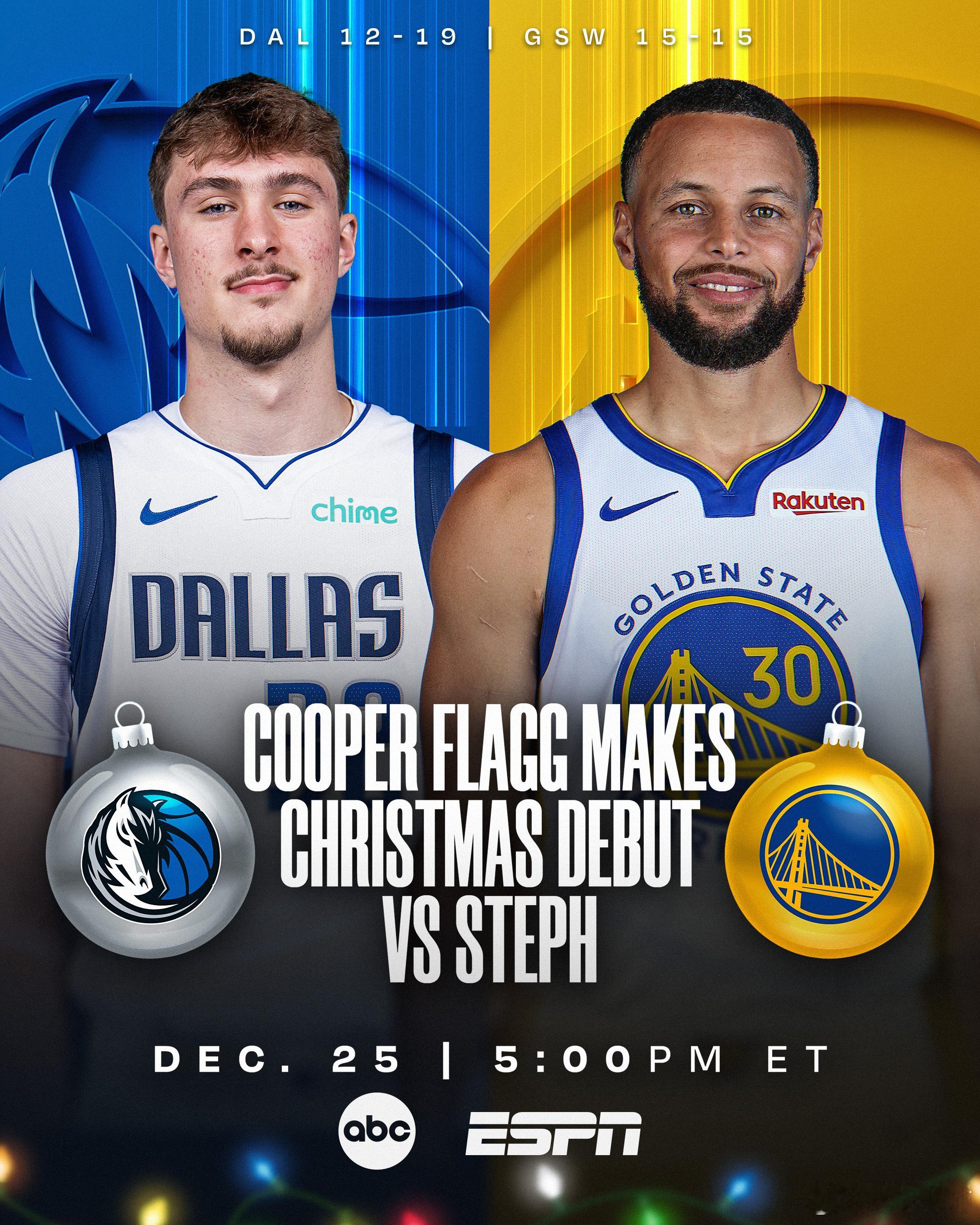 MFFL 希望我牛在圣诞大战上赢球。独行侠vs勇士詹杜第44次对决NBA圣诞大战