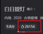 迪丽热巴《白日提灯》腾讯视频站内热度破26000白日提灯