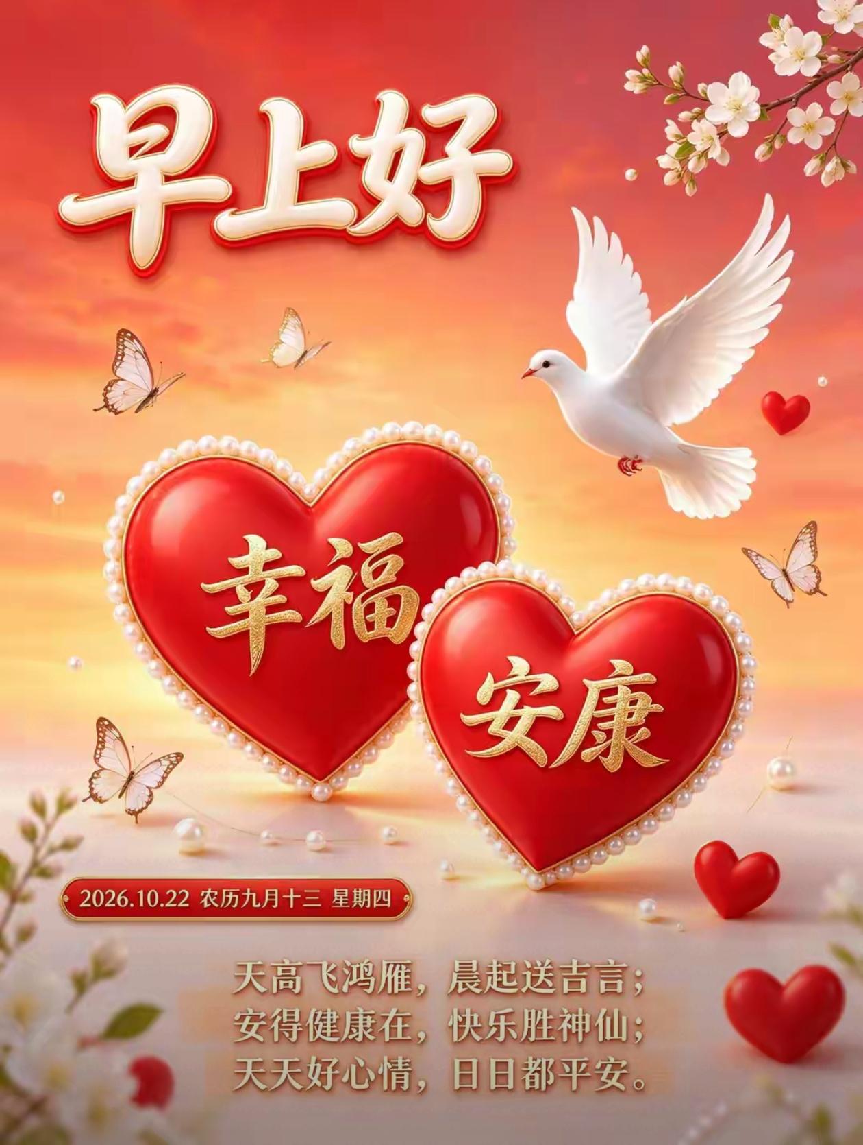 [福]2026./10月22日，晨沐金风修本心，旭洒世间添力量[福]

🦋🌺