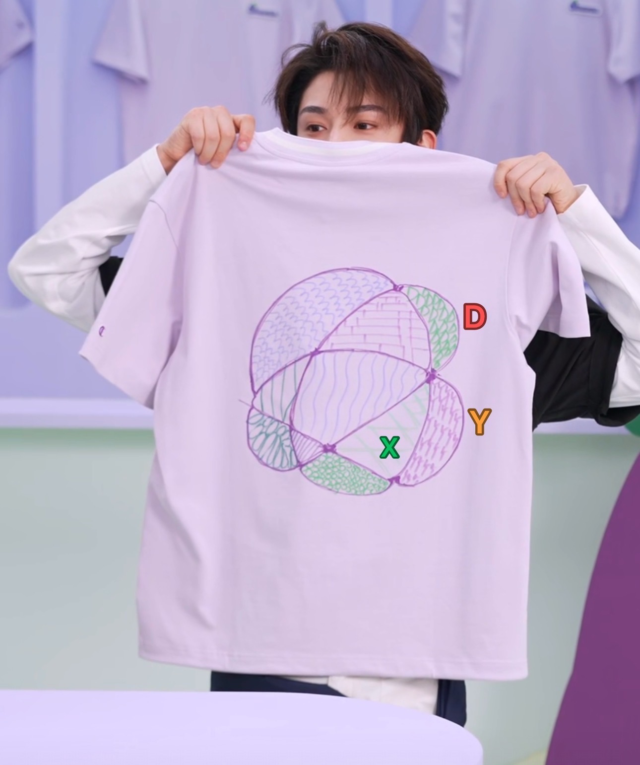 用D、Y、X填满海棠花？闭眼画出来的好像海棠花的形状，此男私下没少练吧！ 