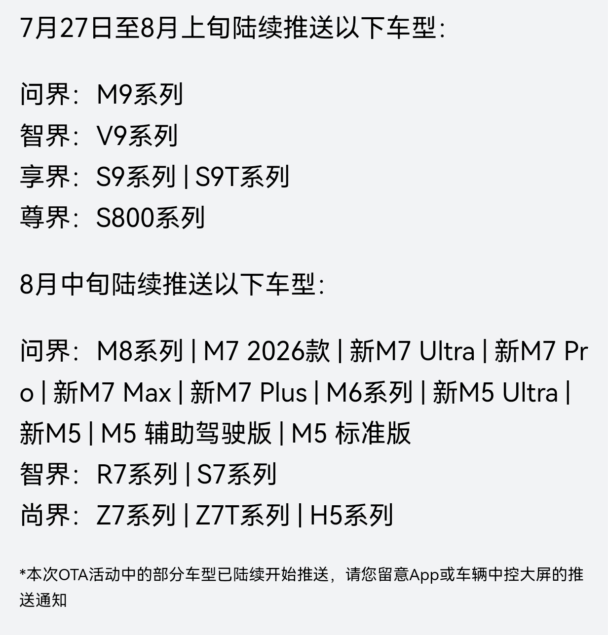这次的ADS5和座舱升级内容都很不错，但是天塌了，M7得8月中推送了。 