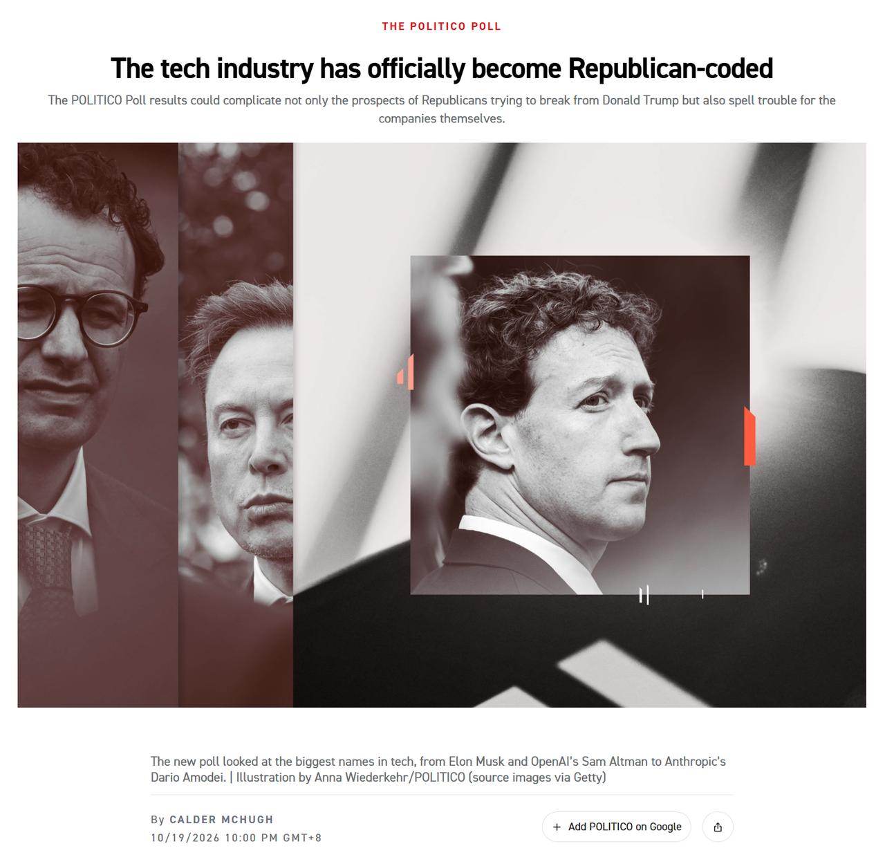 林一五：POLITICO最近发了一篇研究文章，说美国选民普遍认为大多数顶级科技公