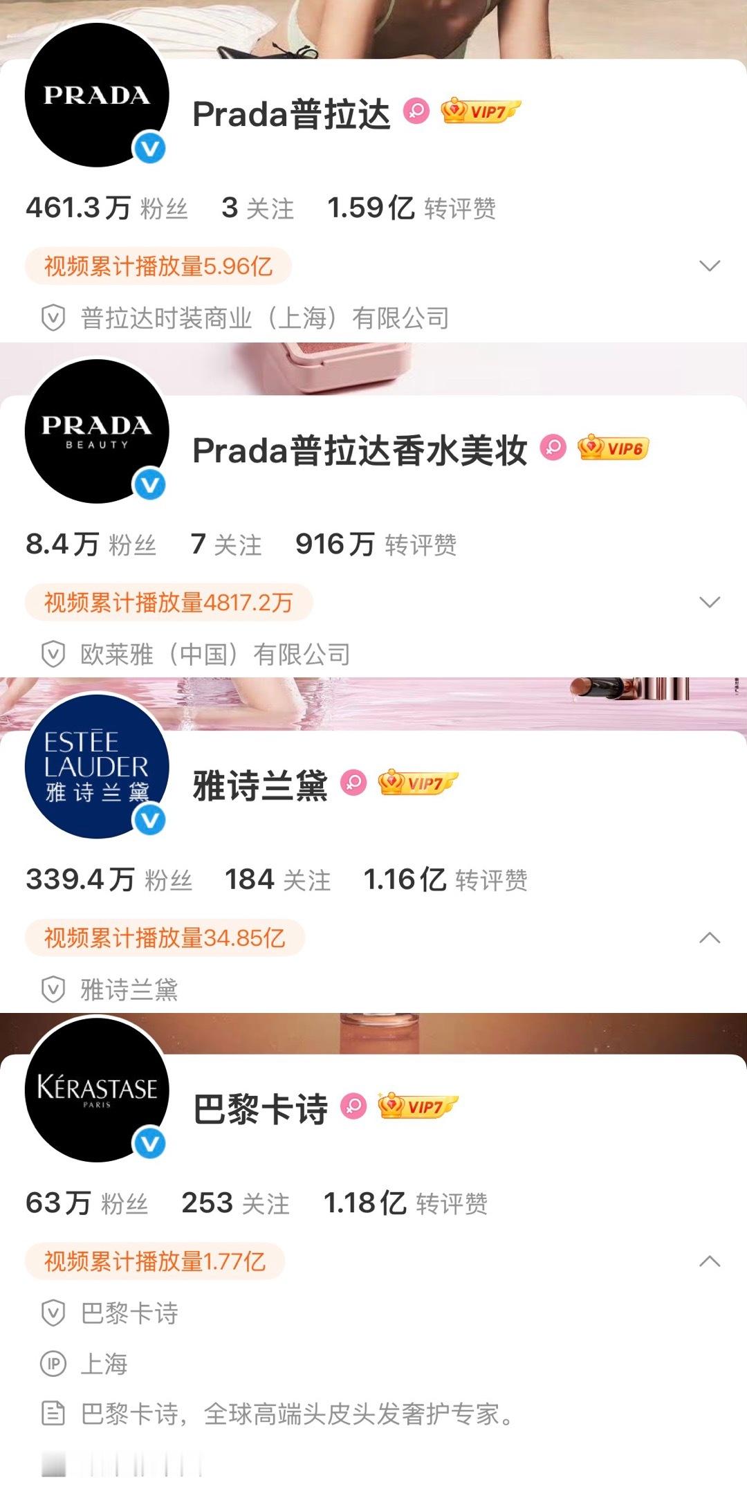 等于是雅诗兰黛集团欧莱雅集团Prada集团齐齐吻上商务女王竞品啊集团什么的，是杨