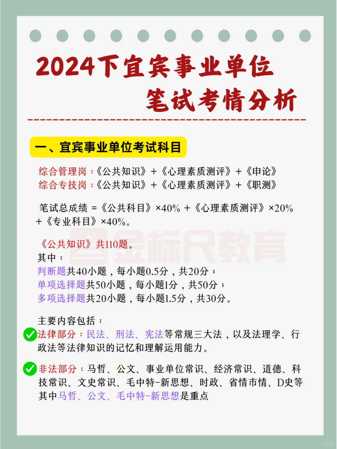 2024下宜宾事业单位||笔试考情分析