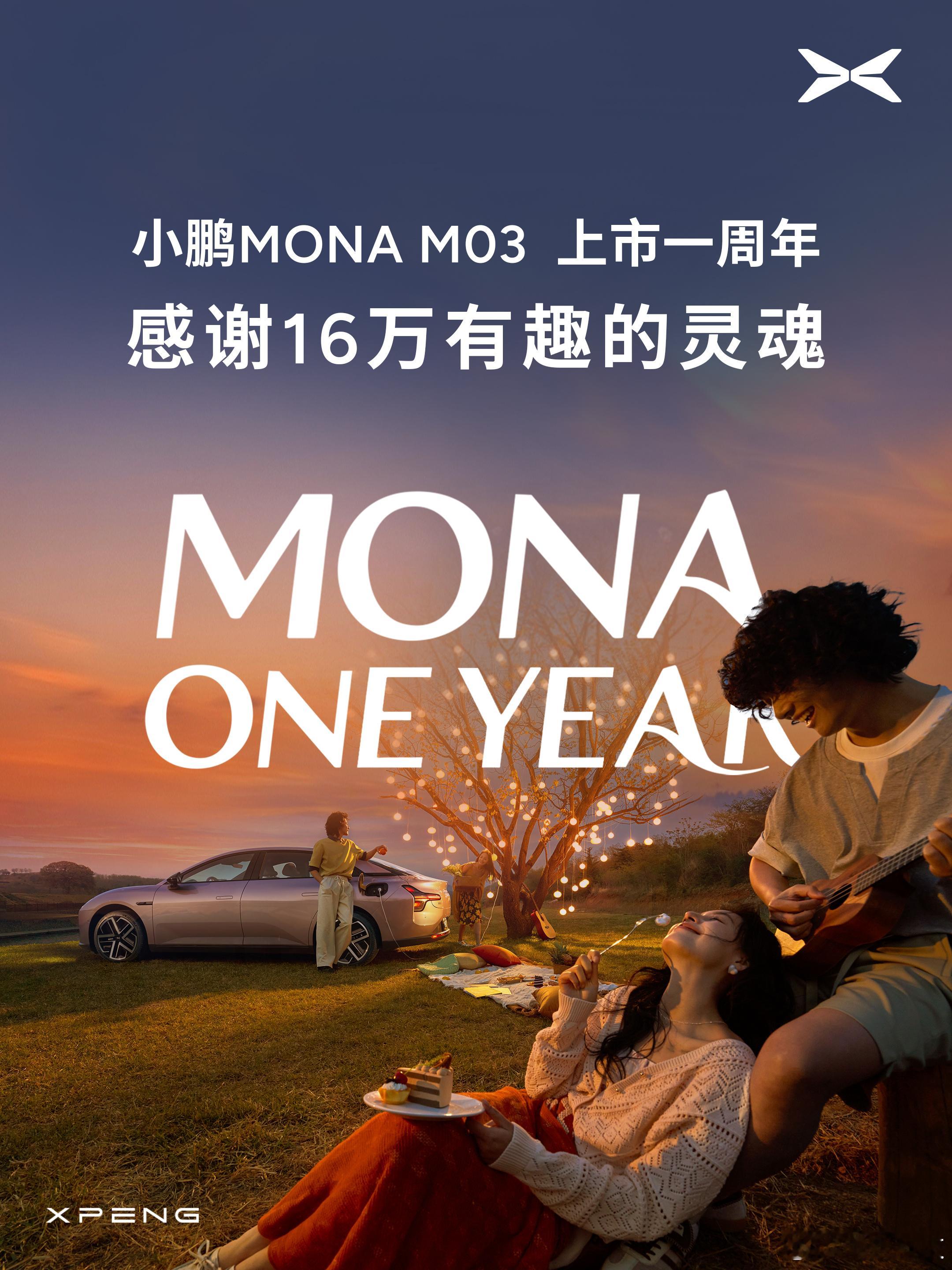 16万小鹏车主为MONA庆生 小鹏MONA上市一周年，达成超16万台交付，成为交
